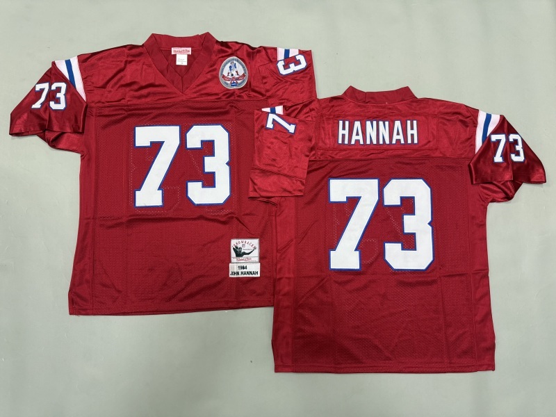 Men 2025 New England Patriots #73 Hannah red Throwback Limited NFL Jersey style 001->new england patriots->NFL Jersey